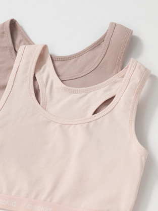 Майки для девочки, артикул: К 1198-2уп, цвет: кофейный - 2 фото