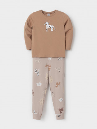 Пижама для девочки, артикул: К 1606, цвет: коричневый - 2 фото