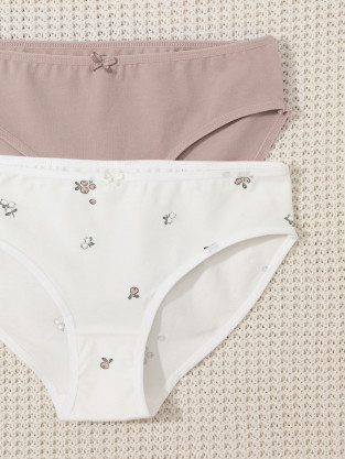 Трусы для девочки, артикул: К 1972-2уп, цвет: кофейный - 2 фото