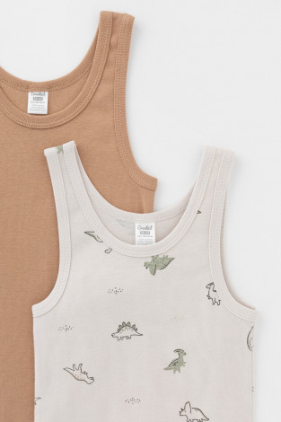 Майки для мальчика, артикул: К 1182-2уп, цвет: бежевый - 2 фото