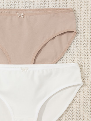 Трусы для девочки, артикул: К 1972-2уп, цвет: бежевый - 2 фото