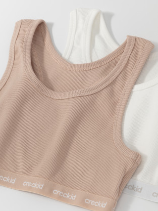 Майки для девочки, артикул: К 1196-2уп, цвет: бежевый - 2 фото