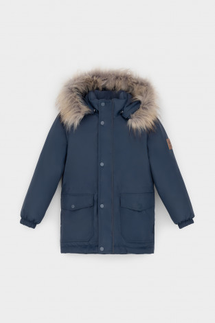 Пальто, плащи для мальчика, артикул: ВК 36096/6 УЗГ (122-158), цвет: темно-синий - 2 фото