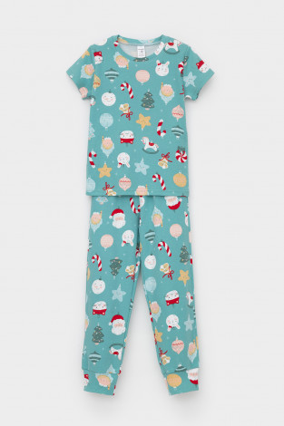 Пижама для девочки, артикул: К 1597, цвет: бирюзовый - 2 фото