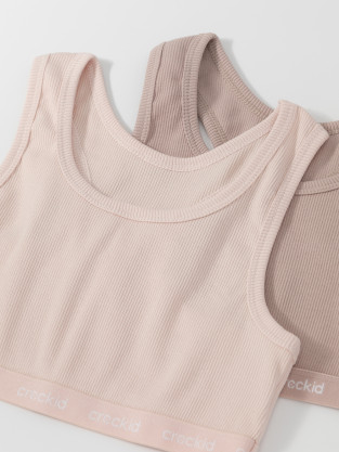 Майки для девочки, артикул: К 1196-2уп, цвет: кофейный - 2 фото