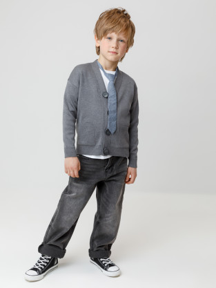 Жакет для мальчика, артикул: КВ 30155, цвет: темно-серый - 2 фото