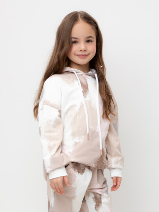 Худи для девочки, артикул: КР 302030, цвет: бежевый - 2 фото