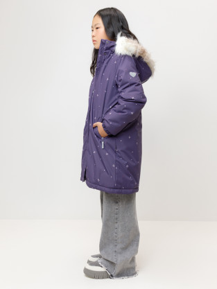 Пальто для девочки, артикул: ВК 38105/н/4 ГР, цвет: фиолетовый - 2 фото