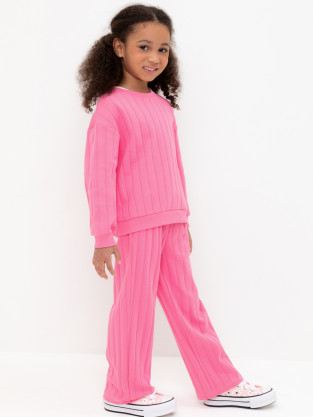 Брюки для девочки, артикул: КР 400806, цвет: ярко-розовый - 2 фото