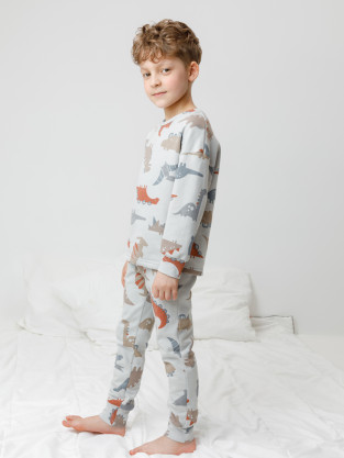 Пижама для мальчика, артикул: К 1587, цвет: светло-серый5 - 2 фото